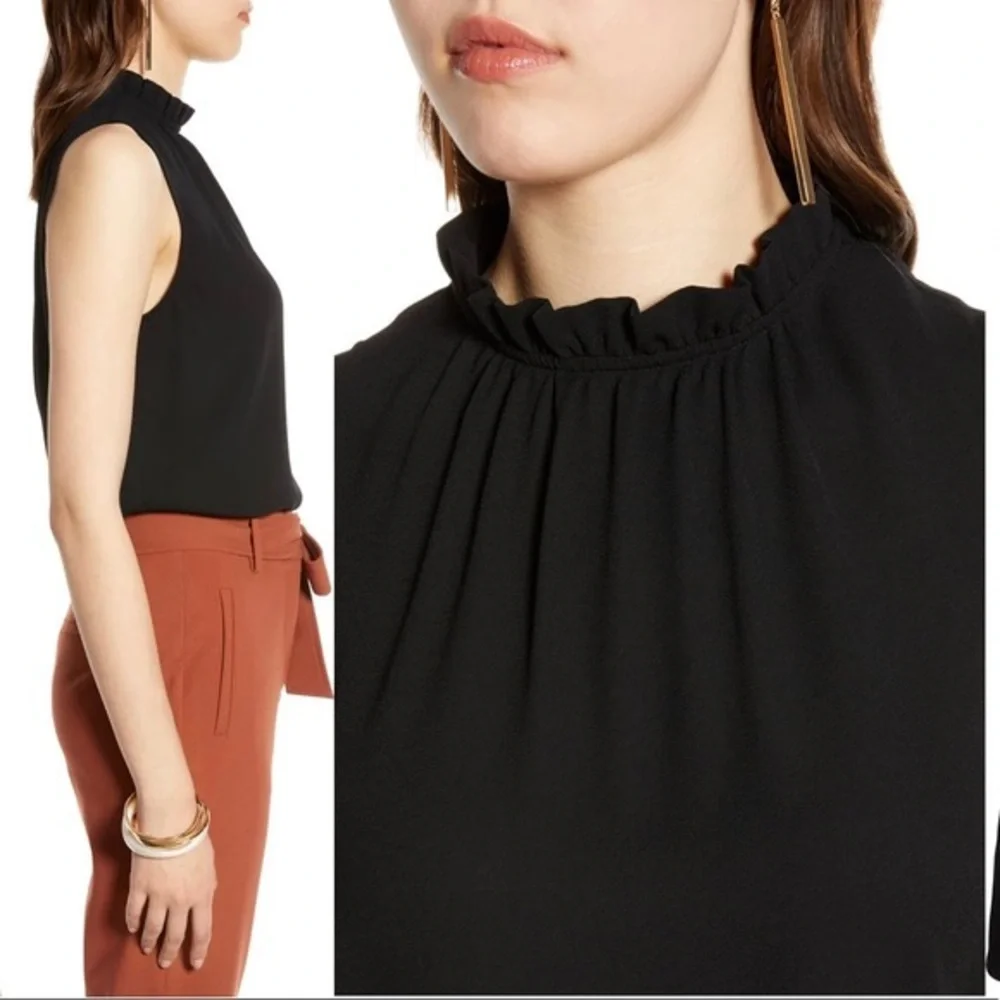 Halogen NWOT Ruffle Neck Top - Picture 2 of 6